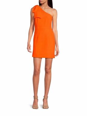 NWT Gianni Bini Deliah One Bow Shoulder Sleeveless Sheath Crepe Mini Dress Sz 4